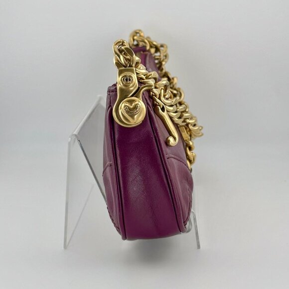 RARE Vintage Y2K Juicy Couture Leather Shoulder Bag with Gold Chain Strap - Picture 9 of 14